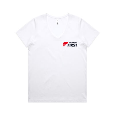 Workers First chest logo light (fitted V neck) Thumbnail