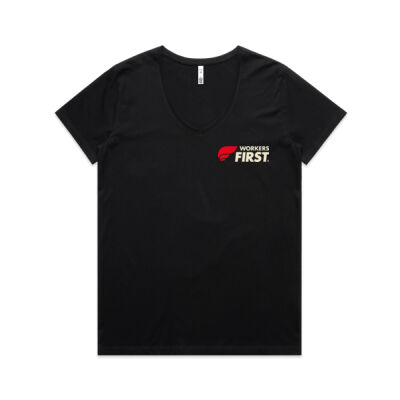 Workers First chest logo dark (fitted V neck) Thumbnail